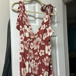 Red floral Abercrombie maxi dress size small